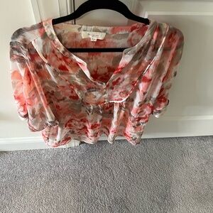 Women's Floral Blouse - Red and Cream
